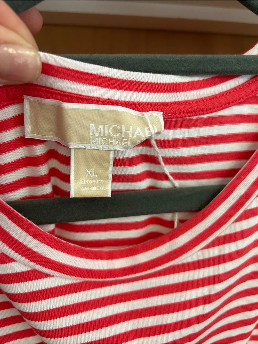 Michael MK Red White Stripe Sleeveless Top Tank - size XL Resort Wear Patriotic